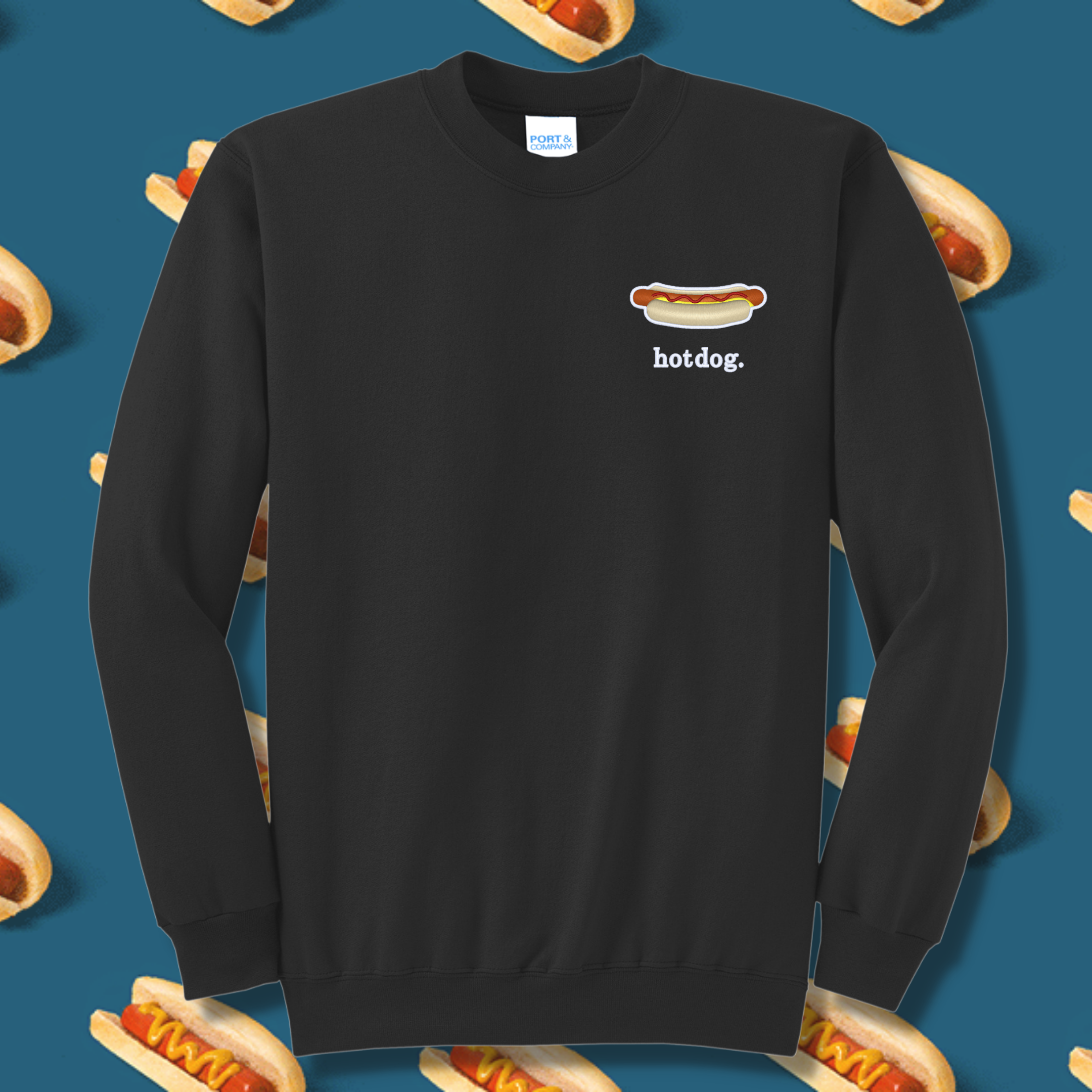 Hotdog Embroidered Crewneck Sweatshirt, Unisex