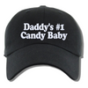 Load image into Gallery viewer, Daddy&#39;s Number One Candy Baby Succession-Inspired Embroidered Black Dad Hat, One Size Fits All