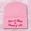 Pure of Heart and Dumb of Ass Embroidered Pink Beanie