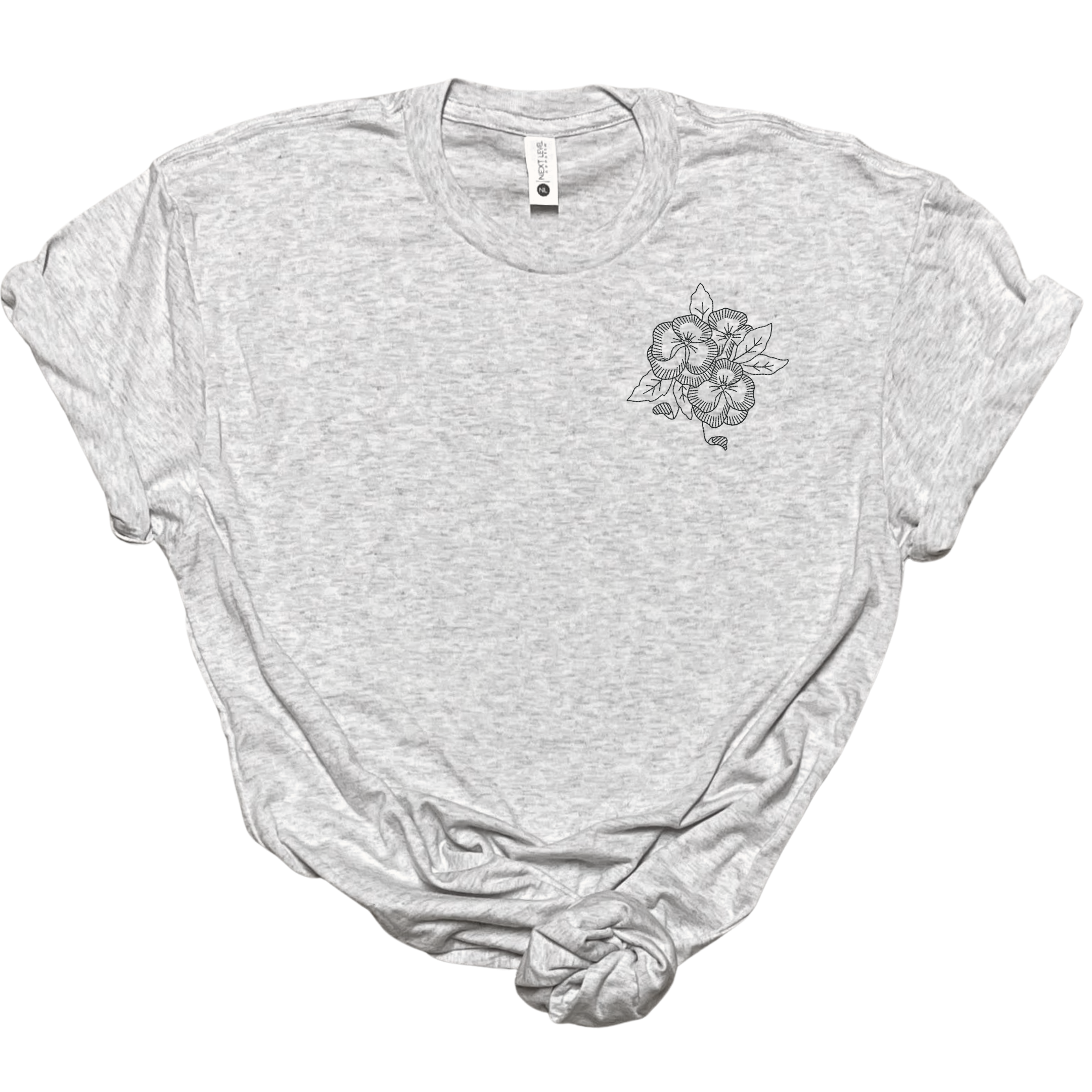 Pansy Embroidered Tee Shirt, Unisex