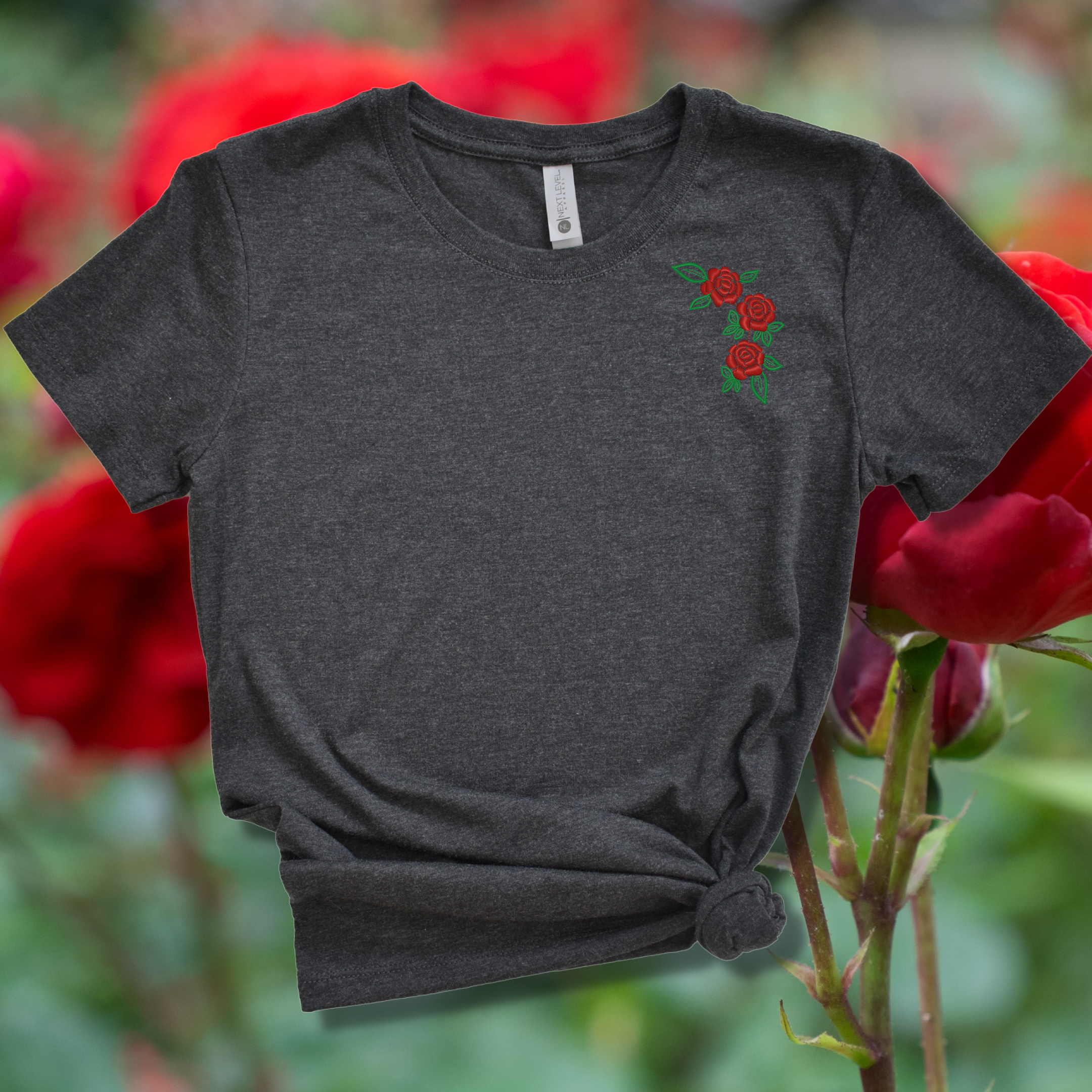 Rose Embroidered Tee Shirt, Unisex