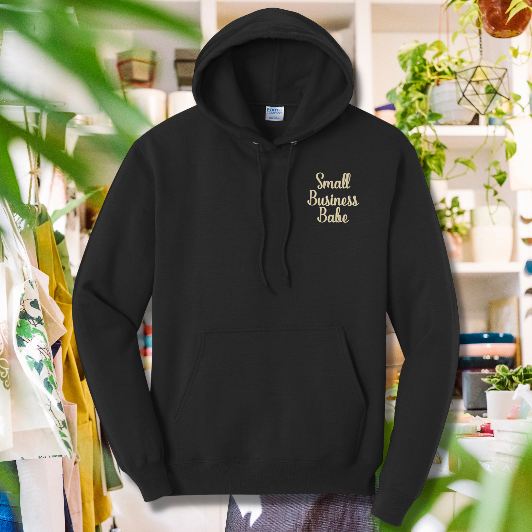 Small Business Babe Embroidered Black Hoodie, Unisex