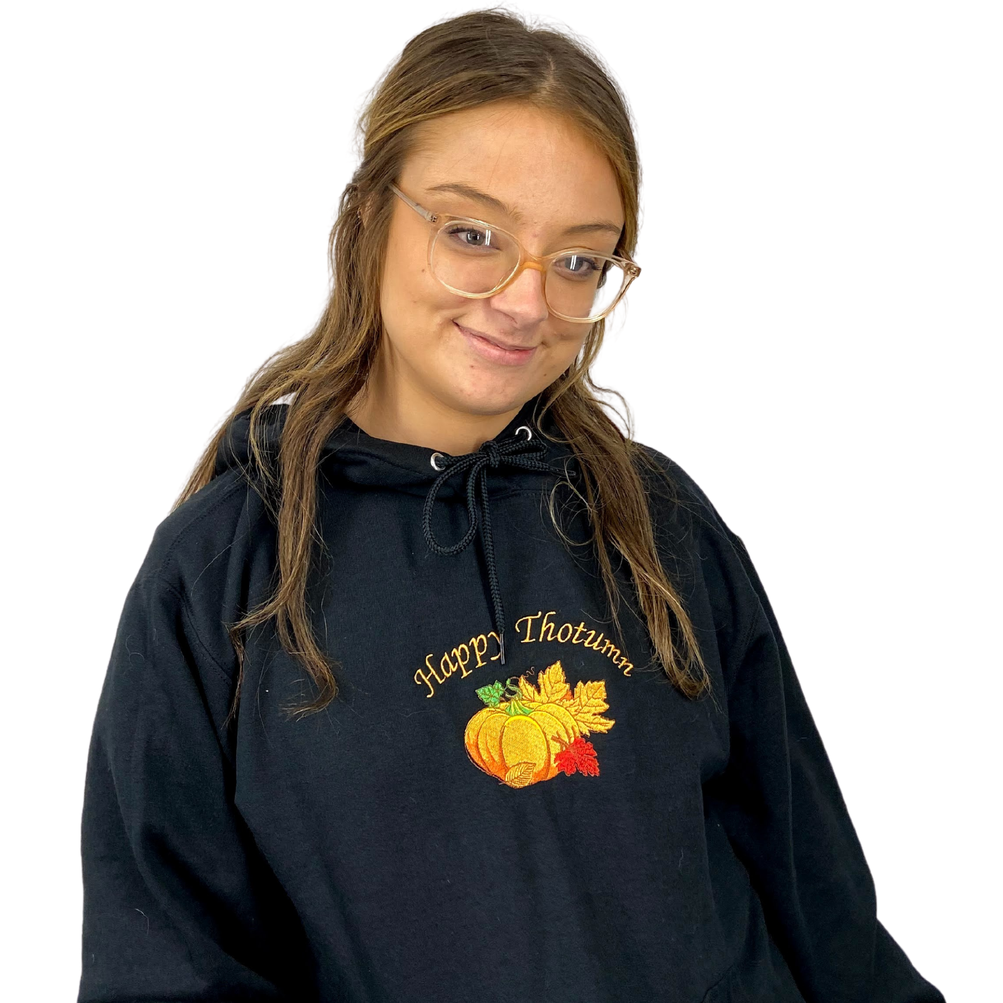 Happy Thotumn Fall and Pumpkin Embroidered Hoodie Unisex