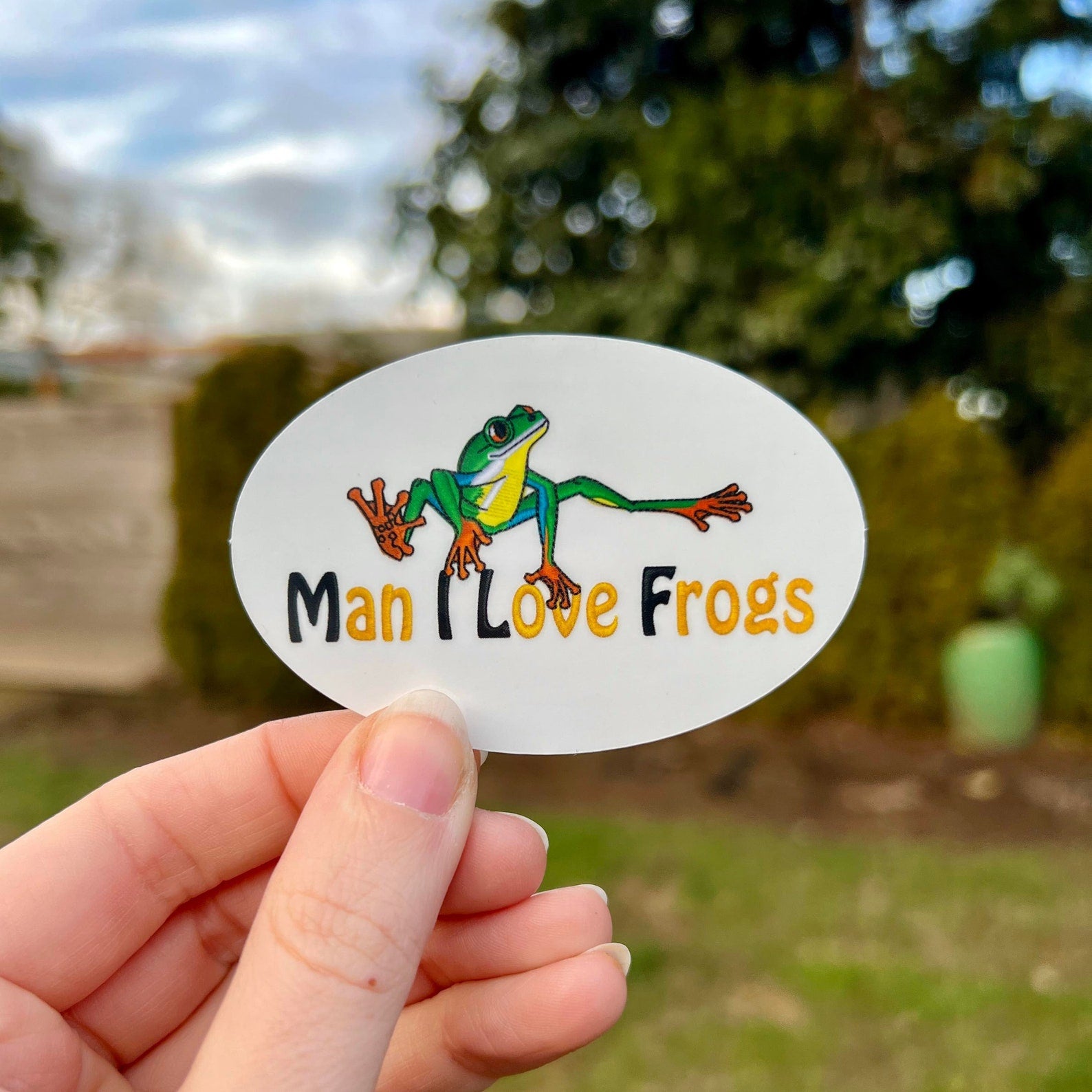 Man I Love Frogs MILF Clear Embroidery Sticker