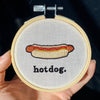 Load image into Gallery viewer, Minimalist Hot Dog 3-inch Embroidery Hoop Decor