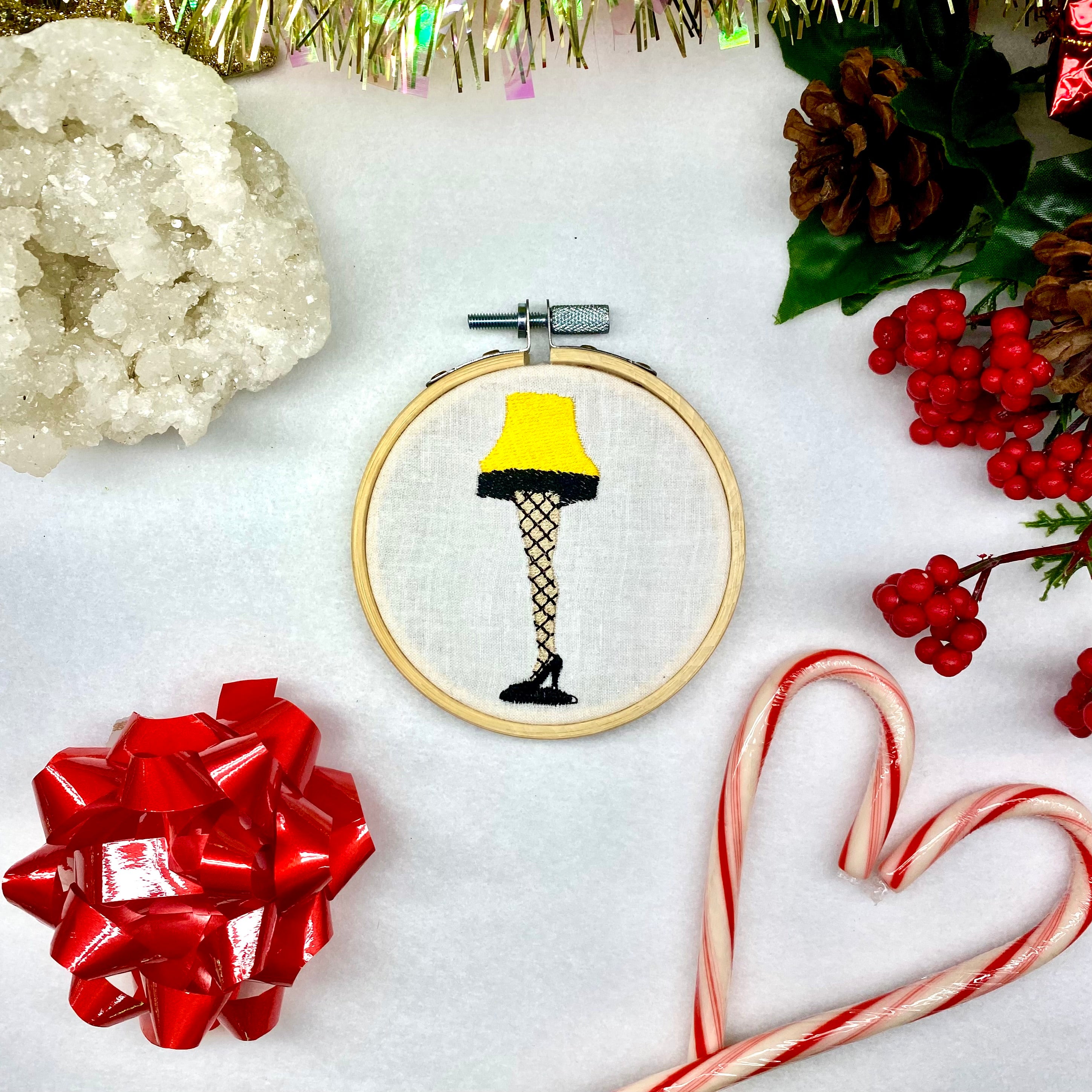 A Christmas Story Leg Lamp Embroidery Hoop 3"