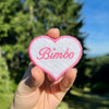 Bimbo White and Pink Heart Embroidered Iron-on Patch