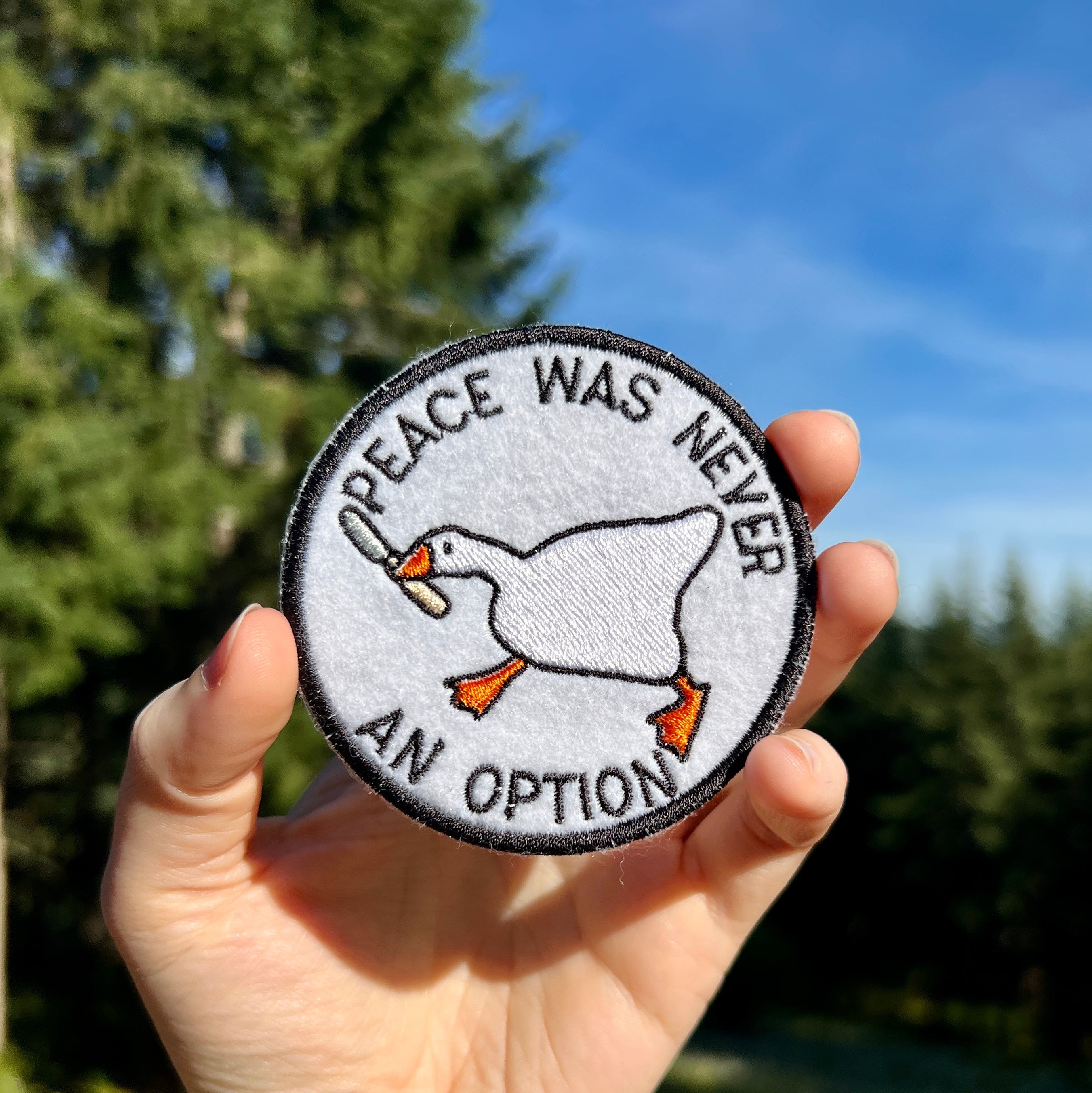 Untitled Goose Game "Peace Was Never An Option" Embroidered Iron-on Patch