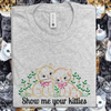 Show Me Your Kitties Embroidered White Tee Shirt Unisex