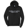 Load image into Gallery viewer, Cunnilingus and Psychiatry Brought Us To This Sopranos Quote Embroidered Black Hoodie, Unisex