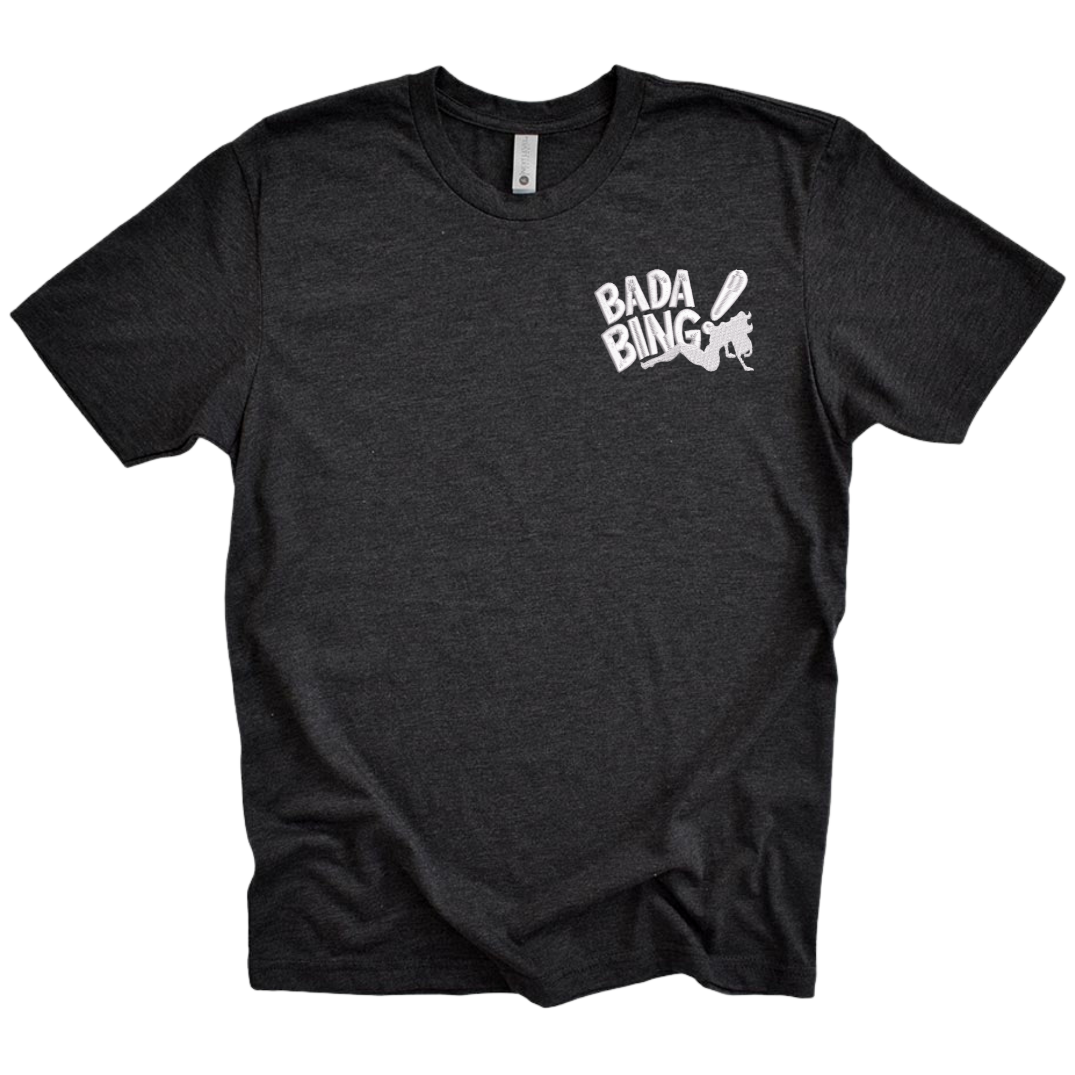 Bada Bing Sopranos Strip Club Logo Embroidered Black Tee Shirt, Unisex