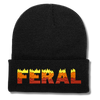 FERAL Flame Font Embroidered Beanie Hat, One Size Fits All