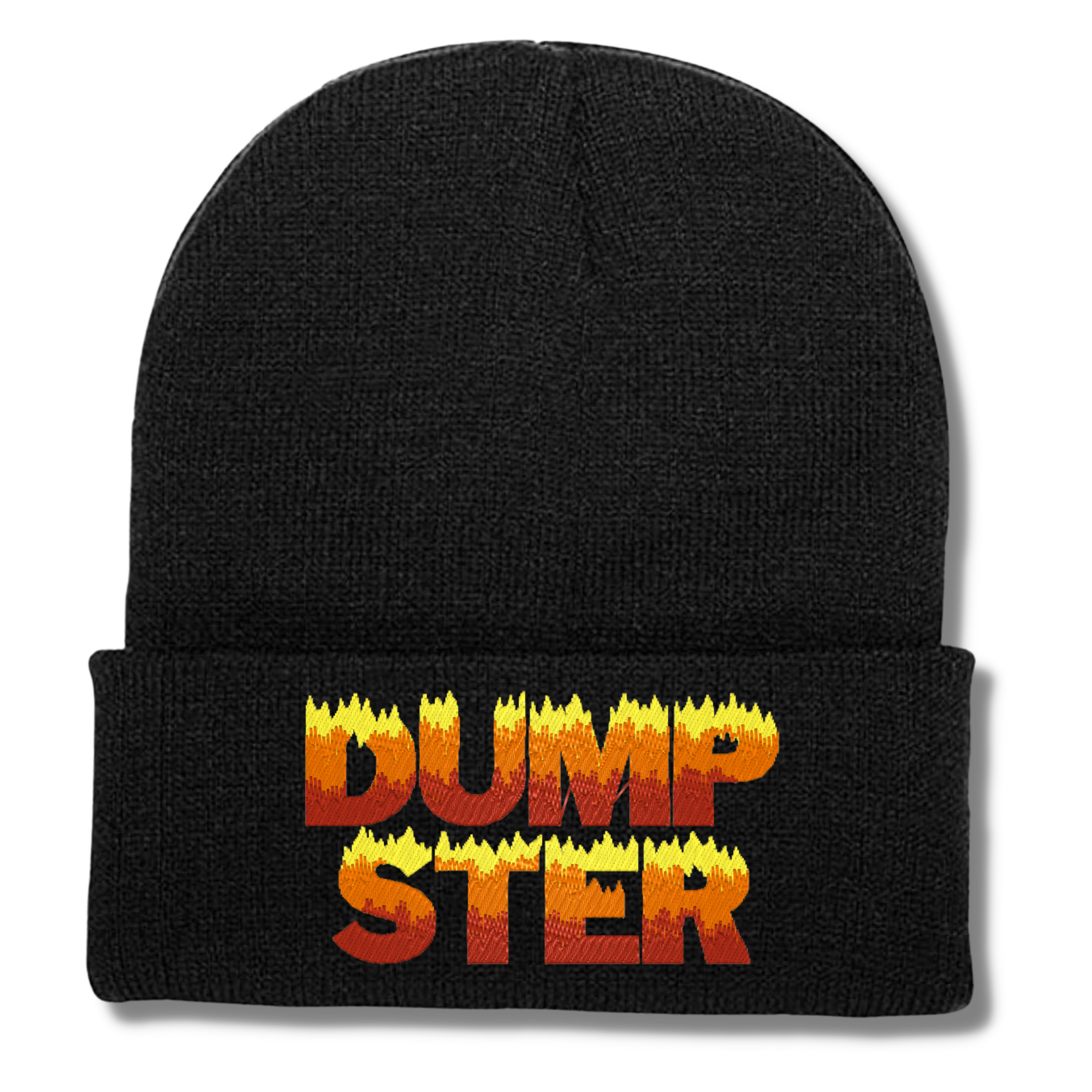 DUMPSTER Flame Font Embroidered Beanie Hat, One Size Fits All