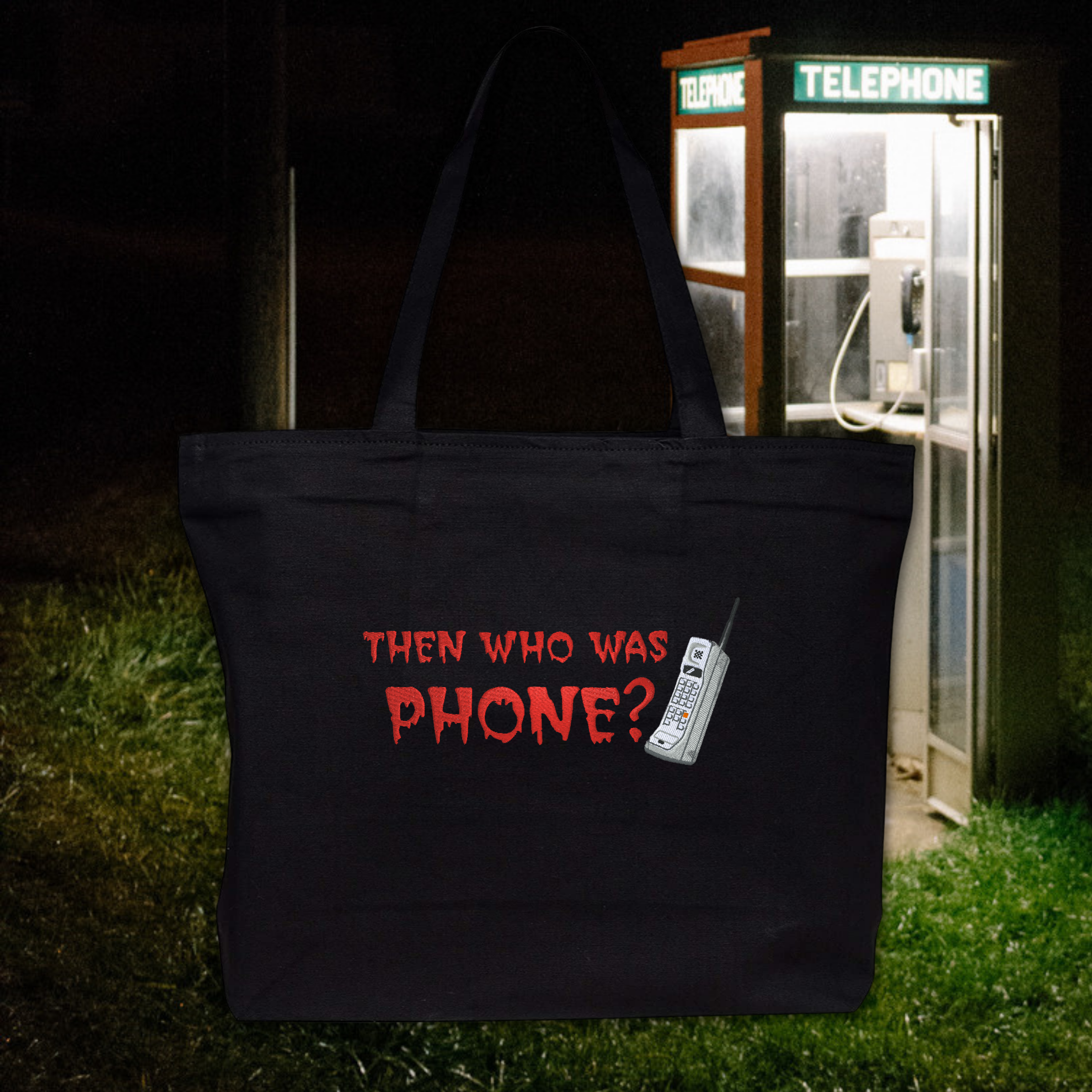 Then Who Was Phone CreepyPasta Embroidered Canvas Tote Bag
