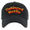 Load image into Gallery viewer, Unhinged Hottie Flame Font Embroidered Black Dad Hat, One Size Fits All
