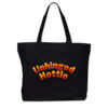 Unhinged Hottie Flame Font Embroidered Black Canvas Tote Bag